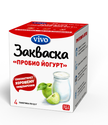 Закваска "Пробио йогурт" VIVO (упаковка - 4 пакетика по 0.5 гр.)